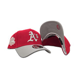 Red Oakland Athletics Gray Curved Brim Gray Bottom 1989 Battle Of The Bay Side Patch New Era 9Forty Snapback