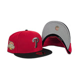 Red Philadelphia Phillies Black Visor Gray Bottom 2008 World Series Side Patch New Era 59Fifty Fitted