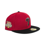 Red Philadelphia Phillies Black Visor Gray Bottom 2008 World Series Side Patch New Era 59Fifty Fitted