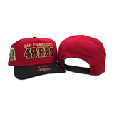 Red San Francisco 49ers Black Curved Brim Gray Bottom 30th Anniversary Super Bowl XXIV Side Patch New Era 9Fifty A-Frame Snapback