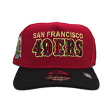 Red San Francisco 49ers Black Curved Brim Gray Bottom 30th Anniversary Super Bowl XXIV Side Patch New Era 9Fifty A-Frame Snapback