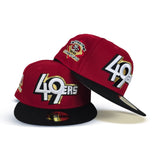 Red San Francisco 49ers Black Visor Gray Bottom Back to Back World Champions Side Patch New Era 59Fifty Fitted