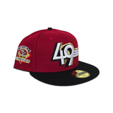 Red San Francisco 49ers Black Visor Gray Bottom Back to Back World Champions Side Patch New Era 59Fifty Fitted