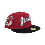 Red Script New Jersey Devils Black Visor Gray Bottom Nj Side Patch New Era 59Fifty Fitted