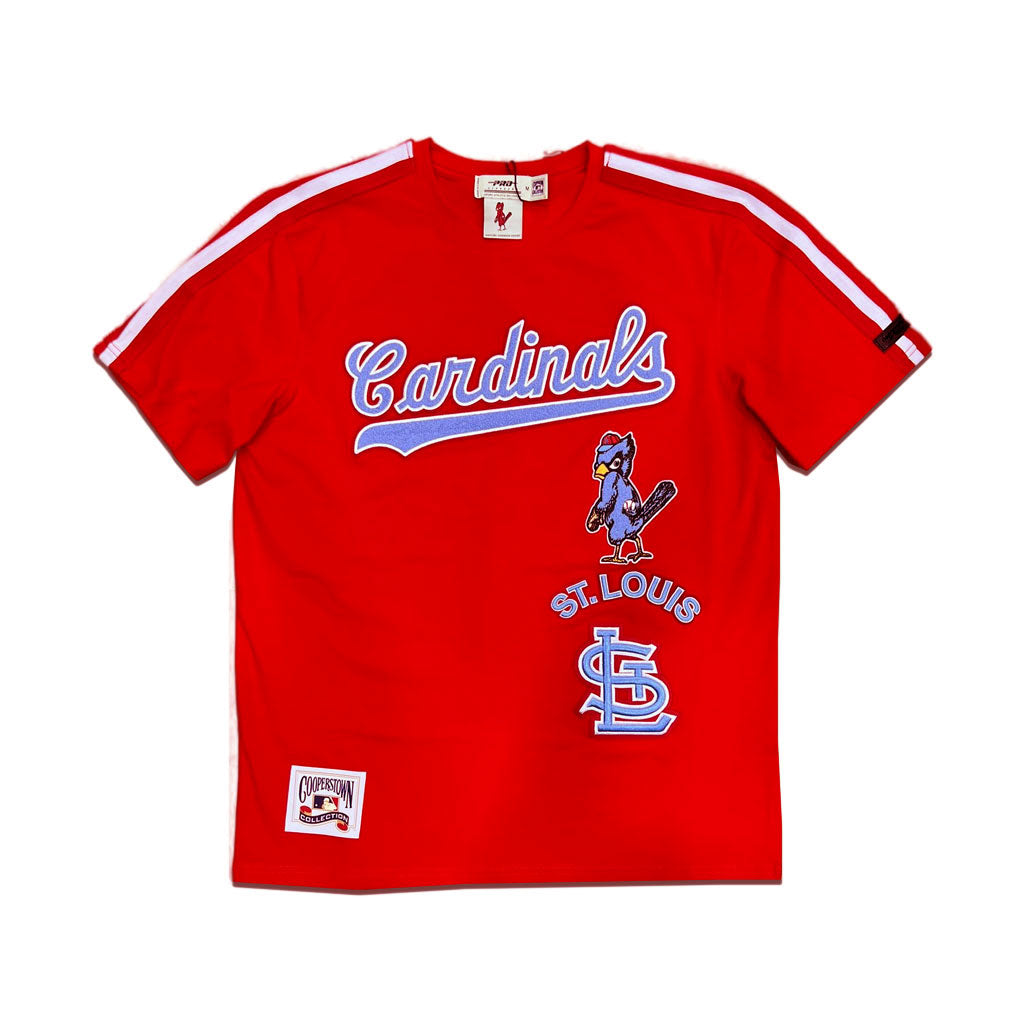 st louis cardinals dress shirt Red St. Louis Cardinals Retro Classic SJ Striped T-Shirt 3XL