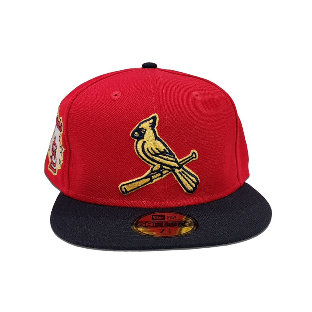 Red St. Louis Cardinals Navy Blue Visor Gray Bottom Gameday Gold Pop Stars Side Patch New Era 59Fifty Fitted