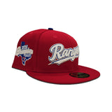 Red Texas Rangers Script Logo Green Bottom 2023 World Series Champions Side Patch New Era 59Fifty Fitted