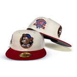 Off White Chicago Cubs Clark The Bear Logo Red Visor Gray Bottom 1990 All Star Game Side Patch New Era 59Fifty Fitted