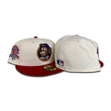 Off White Chicago Cubs Clark The Bear Logo Red Visor Gray Bottom 1990 All Star Game Side Patch New Era 59Fifty Fitted