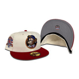 Off White Chicago Cubs Clark The Bear Logo Red Visor Gray Bottom 1990 All Star Game Side Patch New Era 59Fifty Fitted
