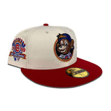 Off White Chicago Cubs Clark The Bear Logo Red Visor Gray Bottom 1990 All Star Game Side Patch New Era 59Fifty Fitted