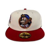 Off White Chicago Cubs Clark The Bear Logo Red Visor Gray Bottom 1990 All Star Game Side Patch New Era 59Fifty Fitted