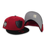 Red Las Vegas Raiders Black Visor 60th Anniversary Side Patch New Era Metal Badge 9Fifty Snapback