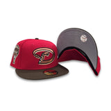 Red Arizona Diamondbacks Brown Visor Gray Bottom 1998 Inaugural Season Side Patch New Era 59Fifty Fitted