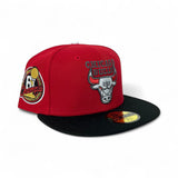 Red Chicago Bulls Black Visor Gray Bottom 6X Champions Side Patch New Era 59Fifty Fitted