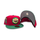 Red Chicago Cubs Kelly Green Visor Gray Bottom Be Alert Foul Balls Side Patch New Era 59Fifty Fitted