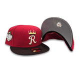 Red Kansas City Royals Brown Visor Gray Bottom 2012 All Star Game Side Patch New Era 59Fifty Fitted