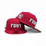 Red Fire Department City Of New York "FDNY" Gray Bottom New York Yankees Side Patch New Era 59FIFTY Fitted Hat