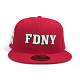 Red Fire Department City Of New York "FDNY" Gray Bottom New York Yankees Side Patch New Era 59FIFTY Fitted Hat
