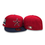 Red Houston Astros Navy Blue Visor Gray Bottom 2000 Inaugural Season Side Patch New Era 59Fifty Fitted