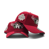 Red Los Angeles Dodgers Butterfly Logo Curved Brim Gray Bottom 40th Anniversary Side Patch New Era 9Forty Snapback