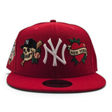Red New York Yankees Tattoo Logo Gray Bottom Upside Down 1999 World Series Side Patch New Era 9Fifty Snapback Hat