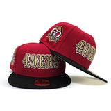 Red San Francisco 49ers Black Visor Gray Bottom 60 Seasons Side Patch New Era 59Fifty Fitted