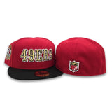 Red San Francisco 49ers Black Visor Gray Bottom 60 Seasons Side Patch New Era 59Fifty Fitted