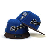 Royal Blue Arizona Diamondbacks Script Brown Visor Icy Blue Bottom 1998 Inaugural Season Side Patch New Era 59Fifty Fitted