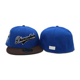 Royal Blue Arizona Diamondbacks Script Brown Visor Icy Blue Bottom 1998 Inaugural Season Side Patch New Era 59Fifty Fitted