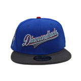 Royal Blue Script Arizona Diamondbacks Dark Gray Visor Gray Bottom 1998 Inaugural Season Side Patch New Era 59Fifty Fitted