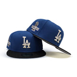 Seashore Blue Los Angeles Dodgers Black Visor Gray Bottom 2024 World Series Champions Side Patch New Era 59Fifty Fitted