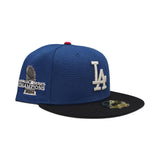 Seashore Blue Los Angeles Dodgers Black Visor Gray Bottom 2024 World Series Champions Side Patch New Era 59Fifty Fitted