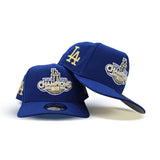 Royal Blue Los Angeles Dodgers 2020 World Series Champions Curved Brim Gray Bottom Team Logo Side Patch New Era A-Frame 9Fifty Snapback