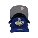 Royal Blue Los Angeles Dodgers 2020 World Series Champions Curved Brim Gray Bottom Team Logo Side Patch New Era A-Frame 9Fifty Snapback