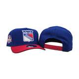 Royal Blue New York Rangers Red Visor Gray Bottom 85th Anniversary Side Patch New Era Curved Brim A-Frame 9Forty Snapback