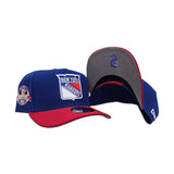 Royal Blue New York Rangers Red Visor Gray Bottom 85th Anniversary Side Patch New Era Curved Brim A-Frame 9Forty Snapback