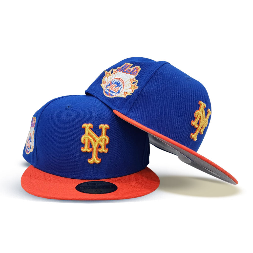 Royal Blue New York Mets Orange Visor Gray Bottom Gameday Gold Pop Stars Side Patch New Era 59Fifty Fitted