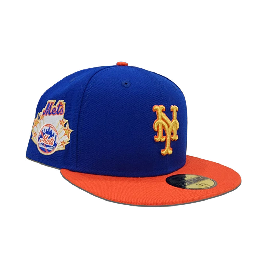 Royal Blue New York Mets Orange Visor Gray Bottom Gameday Gold Pop Stars Side Patch New Era 59Fifty Fitted