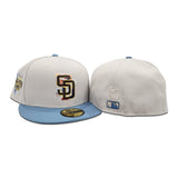 Stone San Diego Padres Brush Logo Blue Visor Gray Bottom 1992 All Star Game Side Patch New Era 59Fifty Fitted