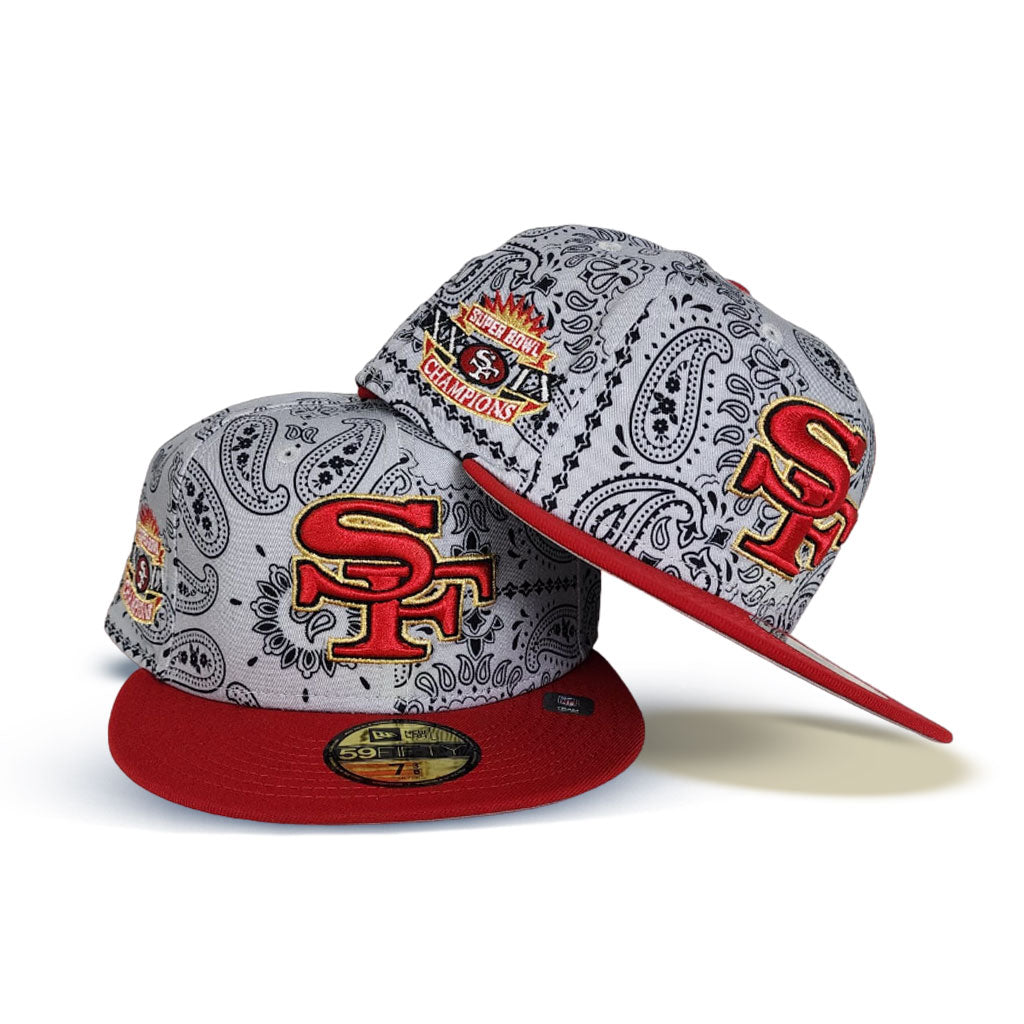 Gray Paisley San Francisco 49ers Red Visor Gray Bottom Super Bowl XXIX Champions Side Patch New Era 59Fifty Fitted