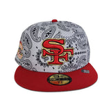Gray Paisley San Francisco 49ers Red Visor Gray Bottom Super Bowl XXIX Champions Side Patch New Era 59Fifty Fitted