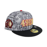 Gray Paisley San Francisco 49ers Black Visor Gray Bottom 40th Anniversary Side Patch New Era 59Fifty Fitted