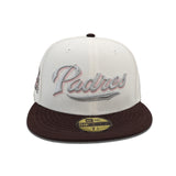 Off White San Diego Padres Brown Visor Gray Bottom Petco Park Side Patch New Era 59Fifty Fitted