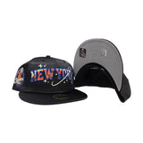 Satin Black New York Knicks Space Logo Gray Bottom 2x Champions Side Patch New Era 59Fifty Fitted