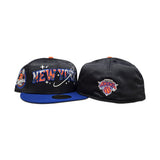 Satin Black New York Knicks Space Logo Royal Blue Visor Gray Bottom 2x Champions Side Patch New Era 59Fifty Fitted