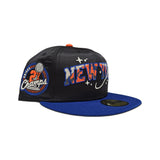 Satin Black New York Knicks Space Logo Royal Blue Visor Gray Bottom 2x Champions Side Patch New Era 59Fifty Fitted