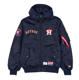 Navy Blue Houston Astros Alpha Industries X New Era L-2B Hooded Bomber Jacket