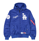 Royal Blue Los Angeles Dodgers Alpha Industries X New Era L-2B Hooded Bomber Jacket