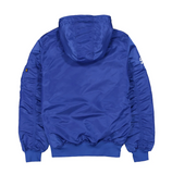 Royal Blue Los Angeles Dodgers Alpha Industries X New Era L-2B Hooded Bomber Jacket